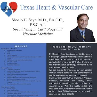 Dr Shoaib Saya MD Texas Heart and Vascular Care